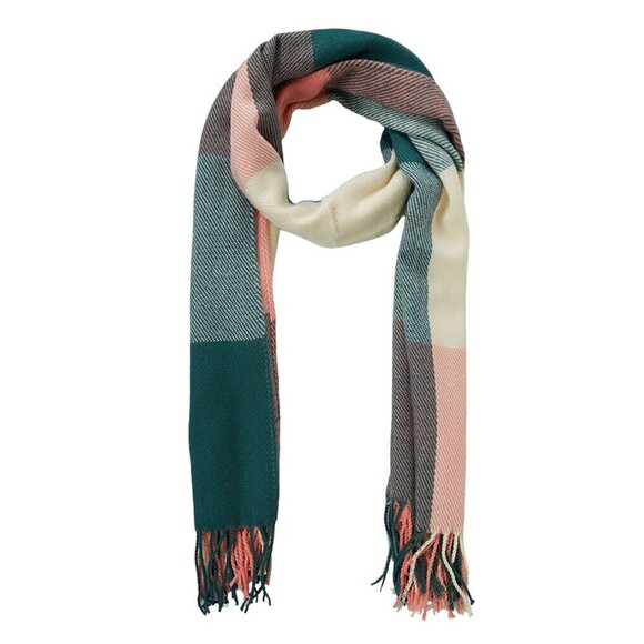 Unisex Multicolored Plaid Acrylic Fringe Scarf 70” x 24” Inches - Picture 3 of 16